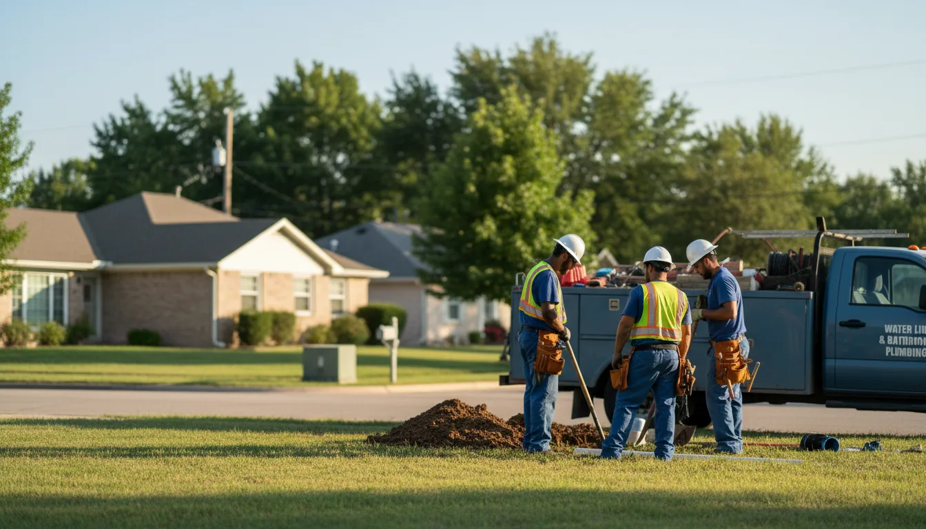 Residential water line and bathroom plumbing service in Lancaster, KS